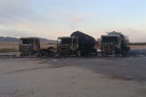 Взрывом грузовика сожжено шесть автомобилей под Самаркандом