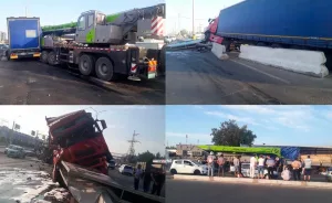 Автокран и грузовик столкнулись на Чиланзаре