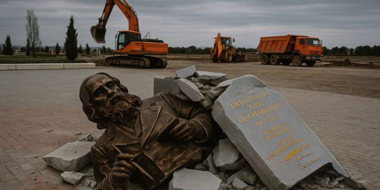 В Карабахе снесли памятник русскому художнику Айвазовскому.